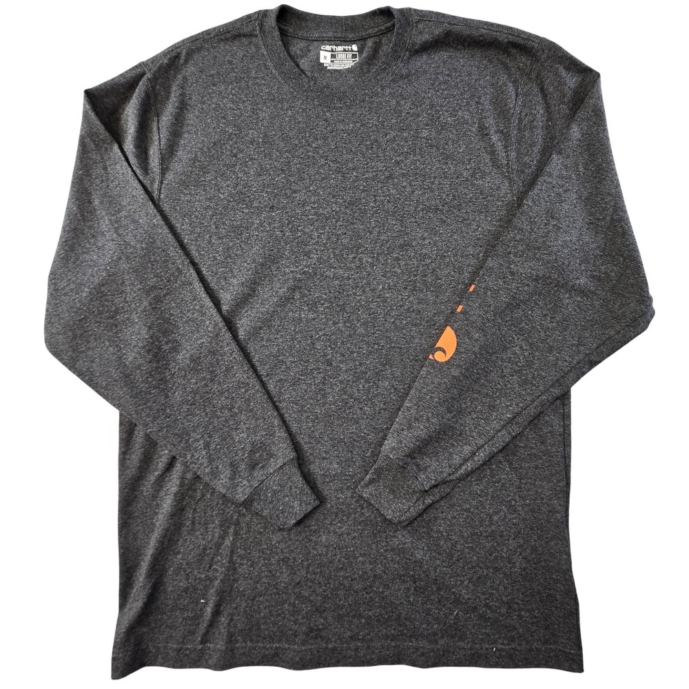 Carhartt Shirt Mens M‎ Gray Long Sleeve Tagless Crewneck Logo Jersey Relaxed Fit